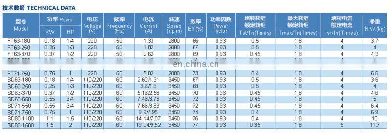 FT Series single phase capacitor start induction motor