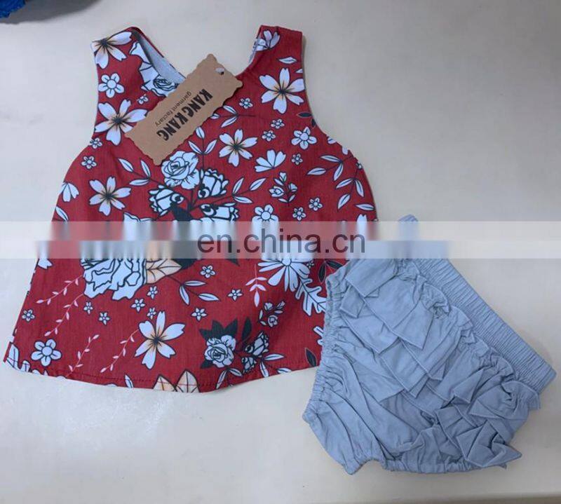 Flower Child Outfit Baby Girls flower Clothing Set Toddler Infant Vest Tops Tutu Shorts 2pcs Clothes for 0-18m