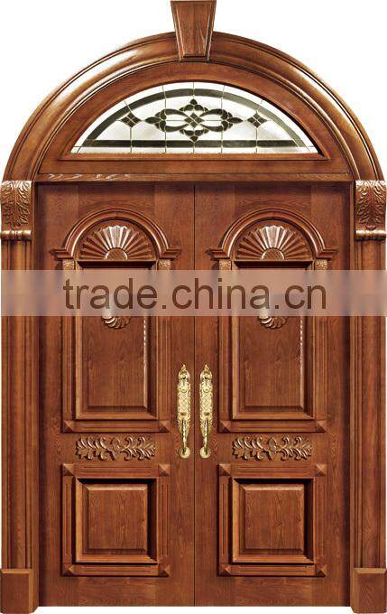 Europe Design hot sale double luxurious 100% carved solid wood door in china