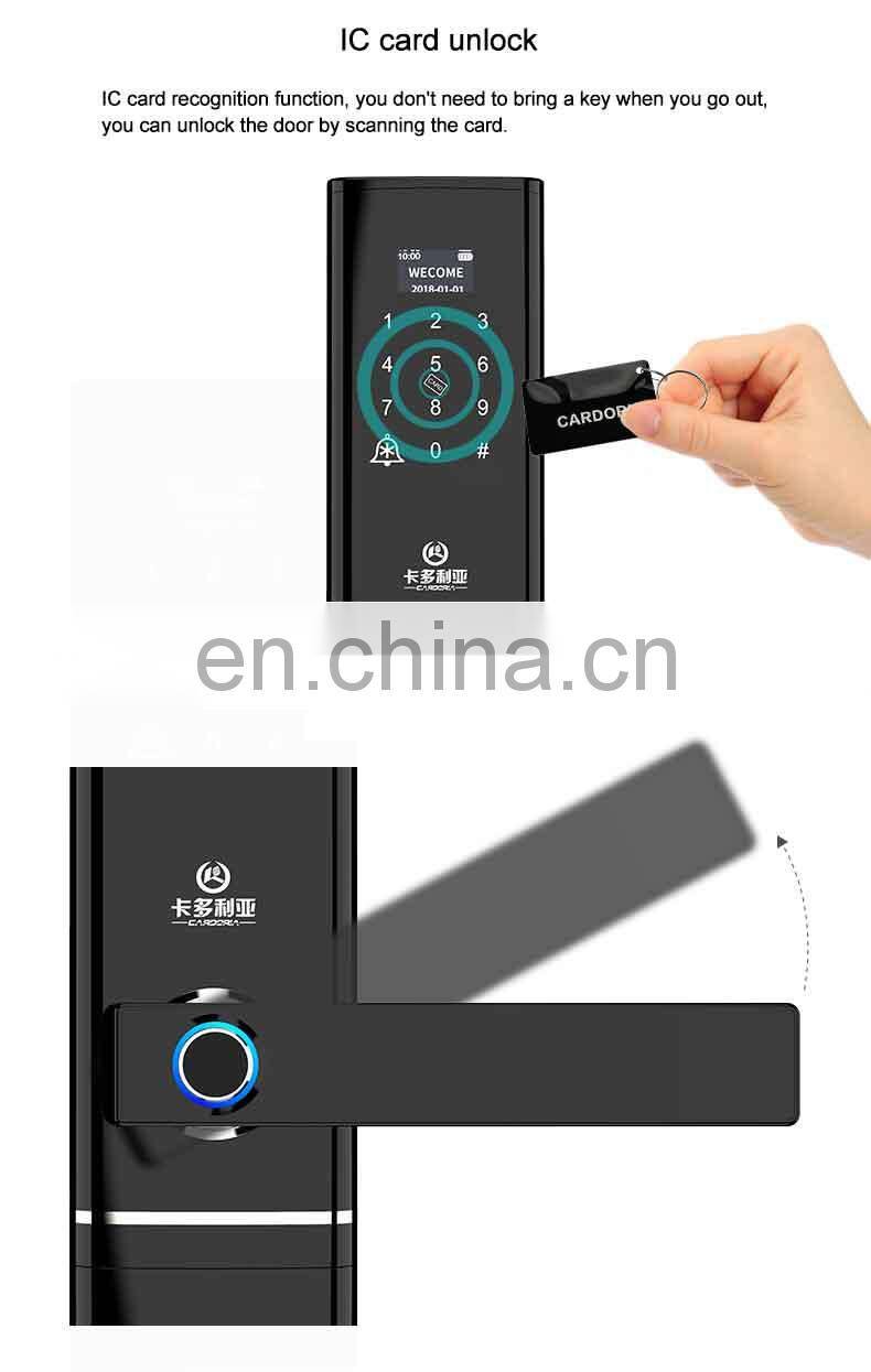 High Security Fingerprint Keypad Smart Door Lock unlock with Code, Card, Fingerprint ,handle and key