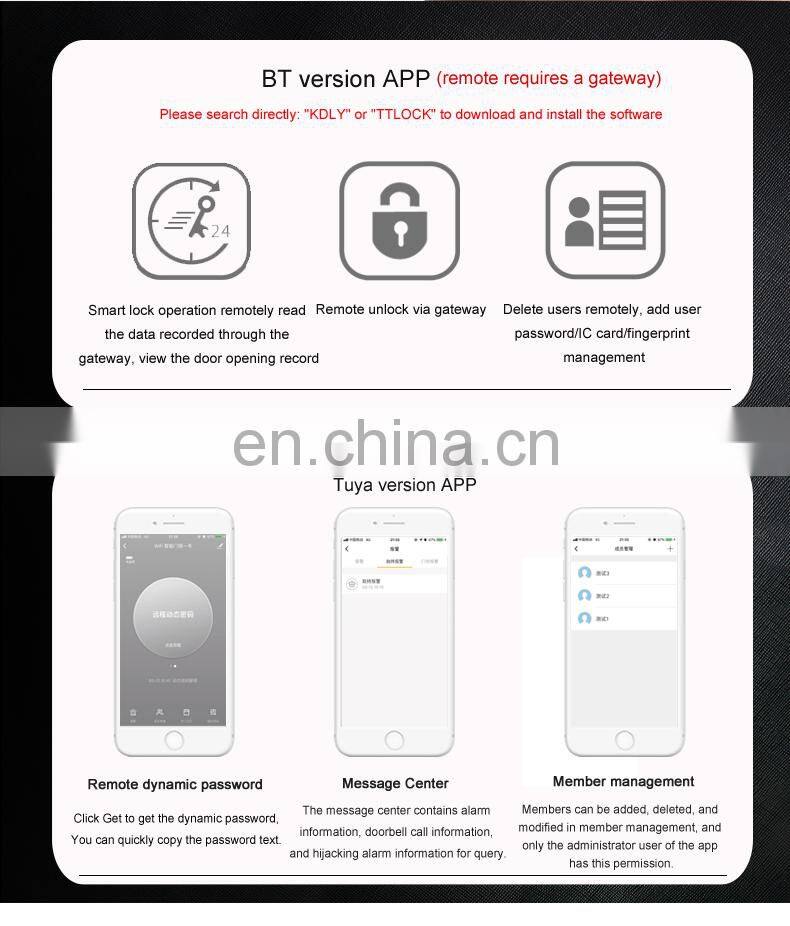 High Quality Safe Keyless Biometric Fingerprint Tuya Smart Lock For Hotel