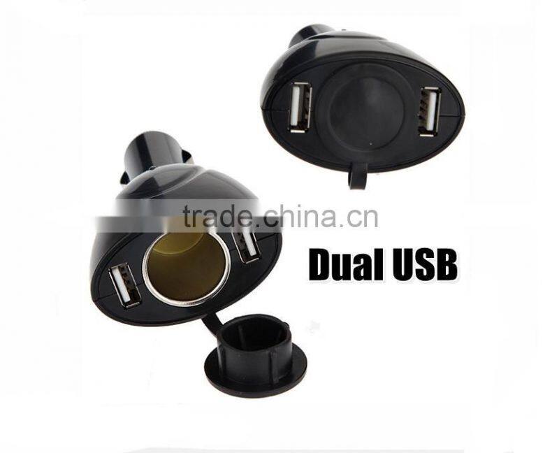 Car cigar lighter with dual two USB output in 2A 1A support for digital device use in car