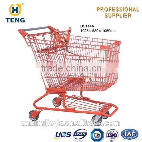 Red Wire Metal Shopping Trolley Price Classical Steel Material Shopping Trolley