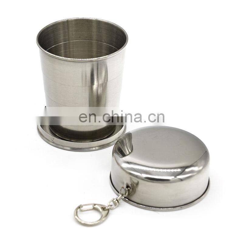 75ml/150ml/250ml Stainless Steel Folding Cup Portable Outdoor Travel Camping Telescopic Cup with Keychain Water Coffee Handcup