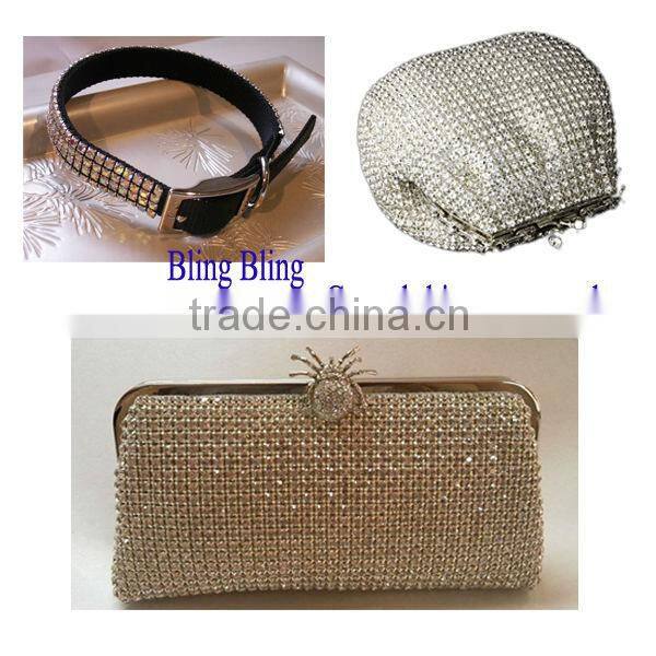 wholesale bling bling decorative rhinestone trim crystal strass mesh trim for wedding dress
