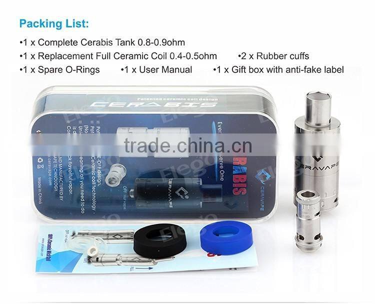 New Mod Vape 2016 RTA Tank Cerabis Sub Ohm Tank with ceramic wick vertical coil 0.5ohm