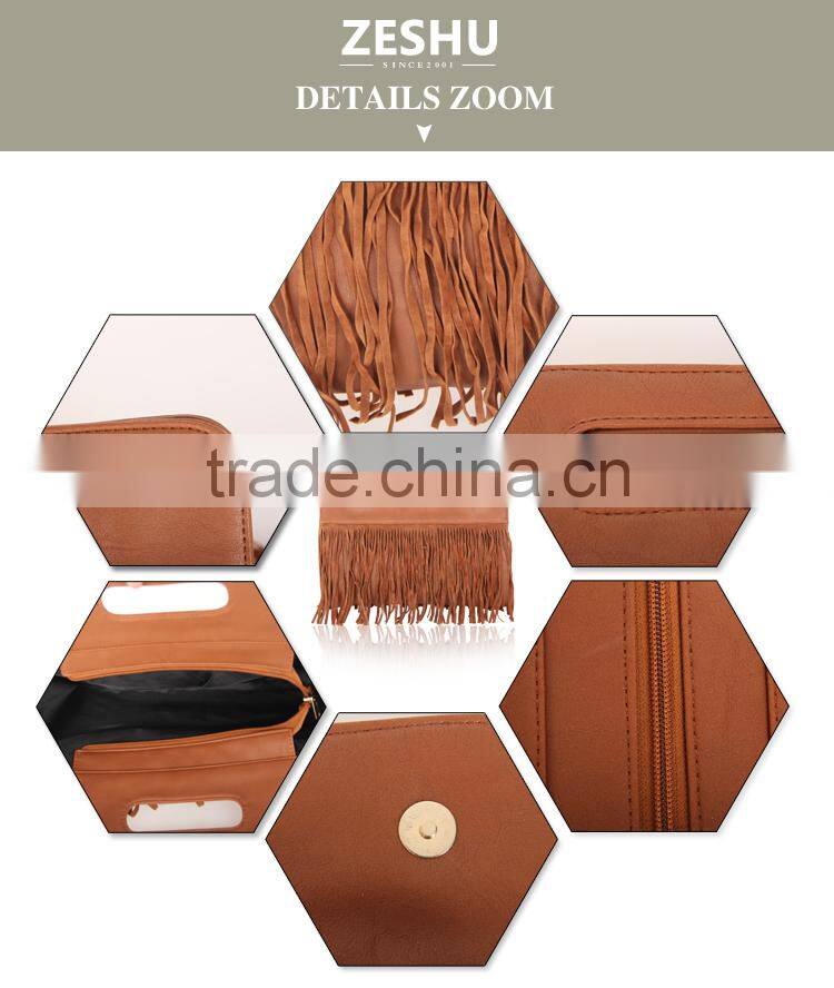 pu lady fashion message bag tassel bag