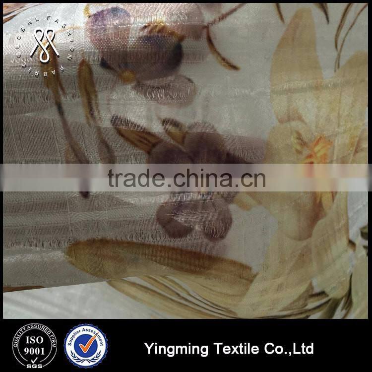 Wholesale Flower designed Jacquard Printed Organza Fabric for fashion garments,dress,skirt,wedding