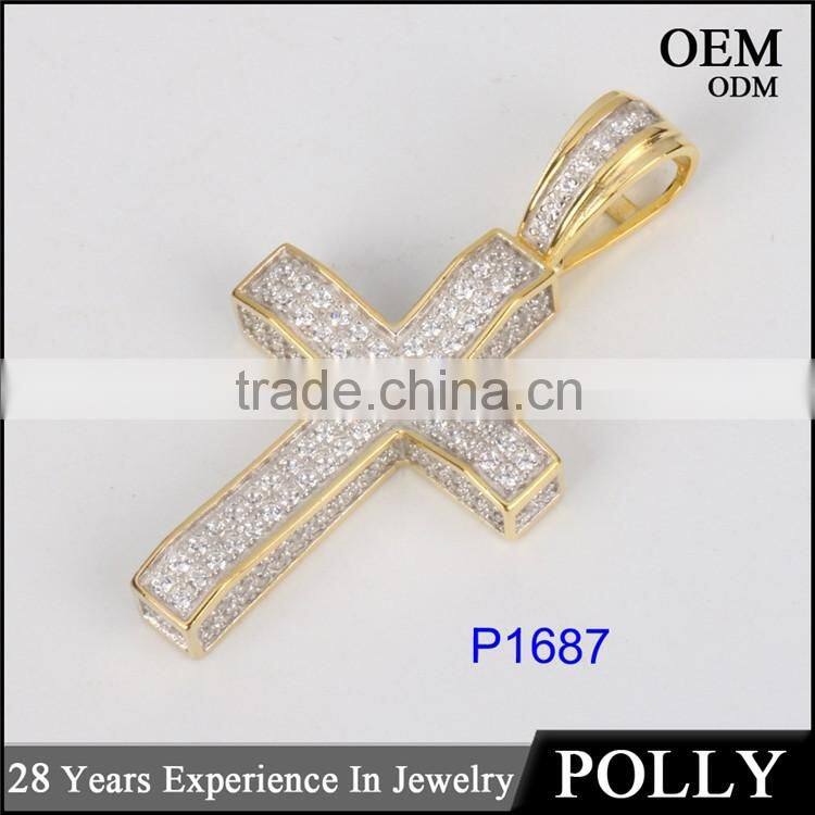 New model sterling silver small cross pendant micro setting AAA CZ wholesale