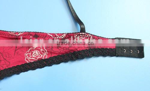 2016 sexy fuchsia/black flower pattern under bra