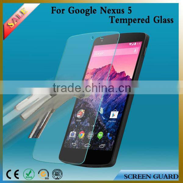 SGS ISO9001 ROHS 0.15/0.2/0.33/0.4mm Clear Temper Glass Screen Protector Covers For Google Nexus5