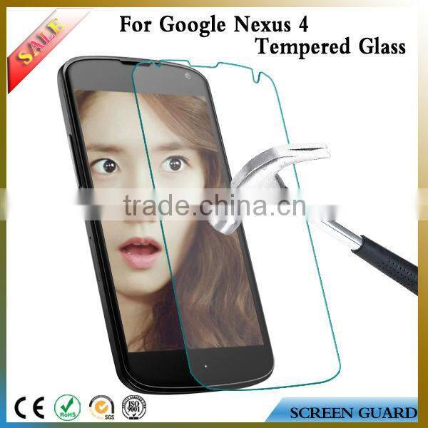 China Supplier 0.15/0.2/0.33/0.4mm Tempered Glass Protection Screen Film For Google Nexus4