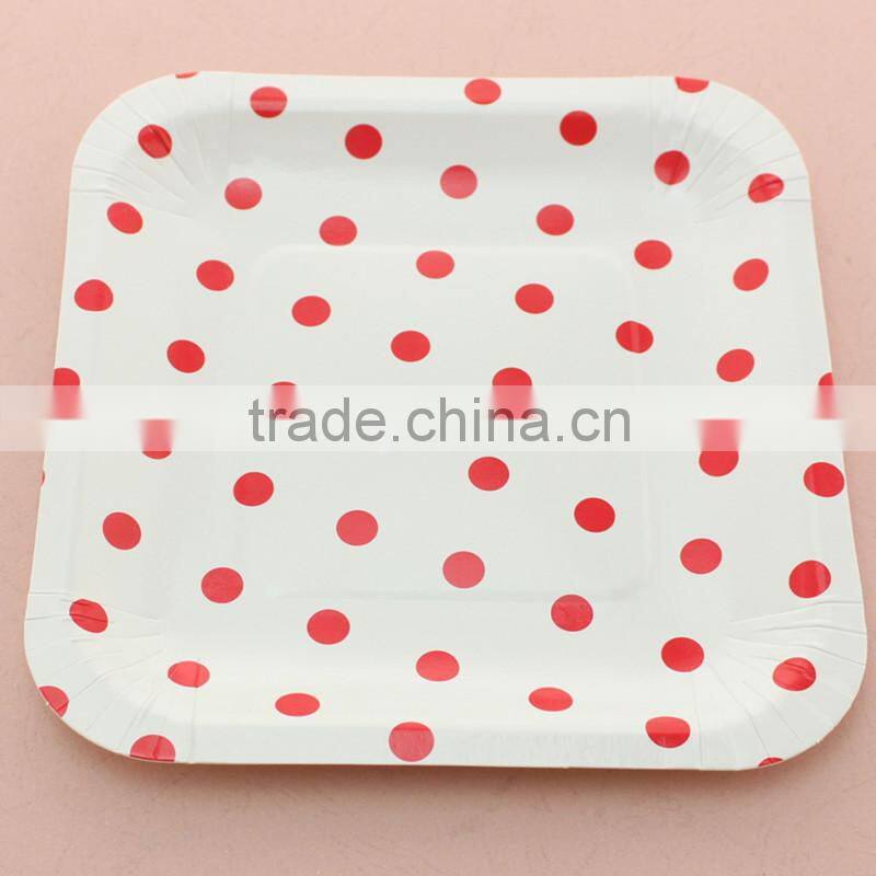 China wholesale fancy dotted 7 inch square paper plates