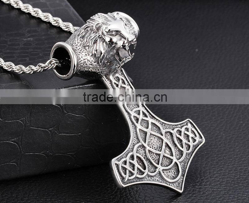 Best selling product stainless steel lion head pendants punk animal pendant designs