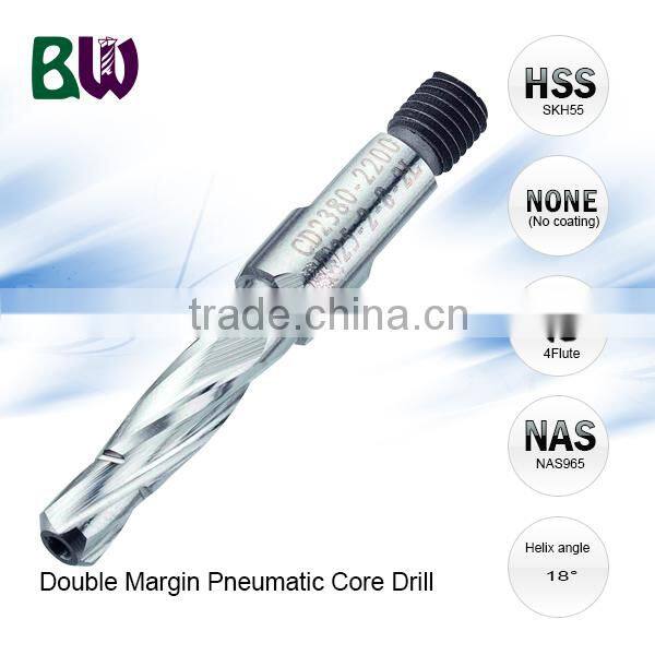 HSS Double Margin Pneumatic Core Drill For Aircraft Pneumatic Drill