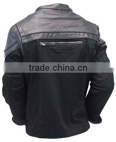 2015 New fashion Tuscan Vented Denim and Leather Motorcycle Scooter Jacket with Reflectors for mens motorbike leather jacket