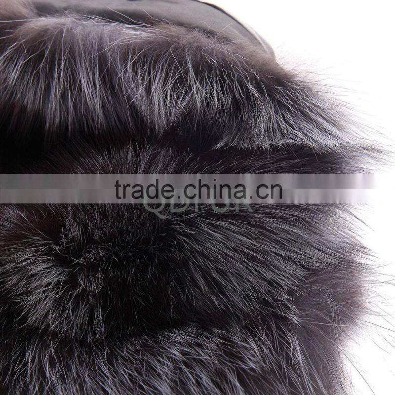 Fashion Women Winter Real Silver Fox Fur Vest With Sheep Fur Hoodied D0007