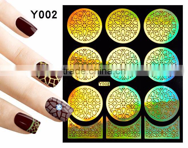 2016 colorful pvc french hollow pvc nail art design nail sticker stencil