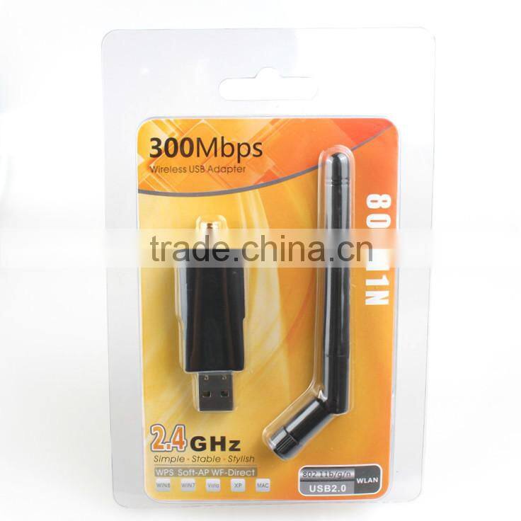 mini 2T2R 300Mbps wireless usb wifi adapter with external antenna With WPS botton