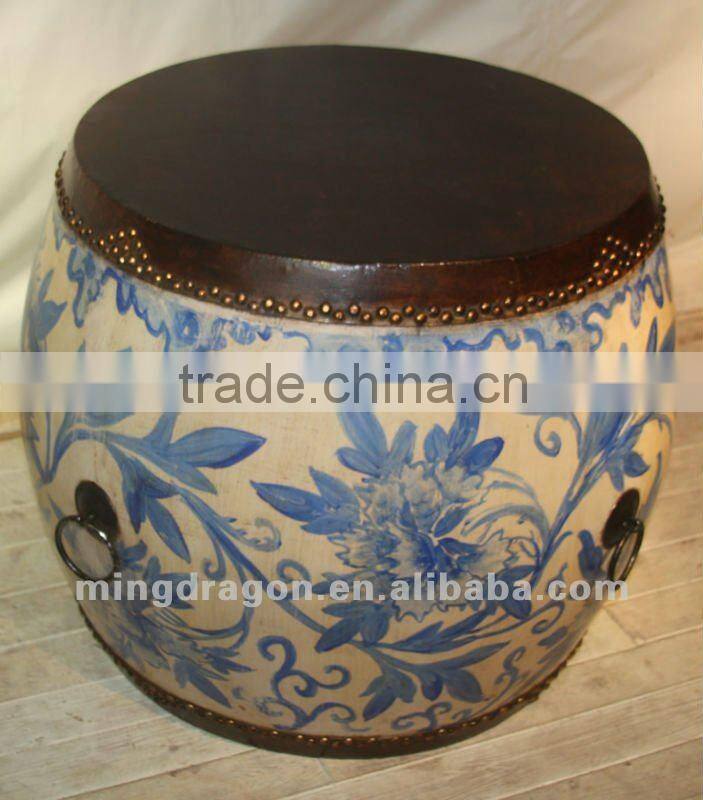 Chinese antique furniture wood drum