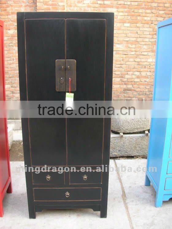 Chinese antique furniture pine wood black/green/purple/blue/red Beijing Three Drawer Two Door Cabinet