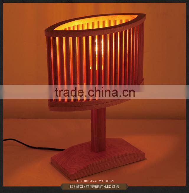 Handmade craft art wood modern table lamp for bedroom decor
