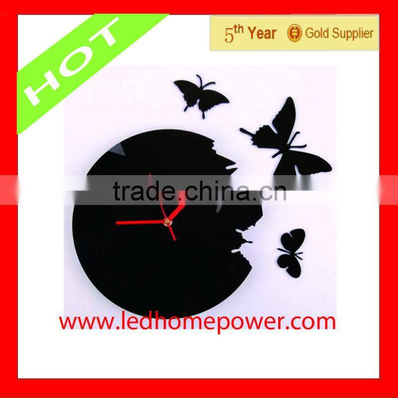 Newest DIY stereo home decorative butterfly wall clock sale