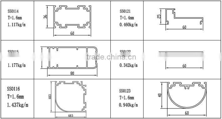 ISO9001 standard high quality office partition aluminum profiles