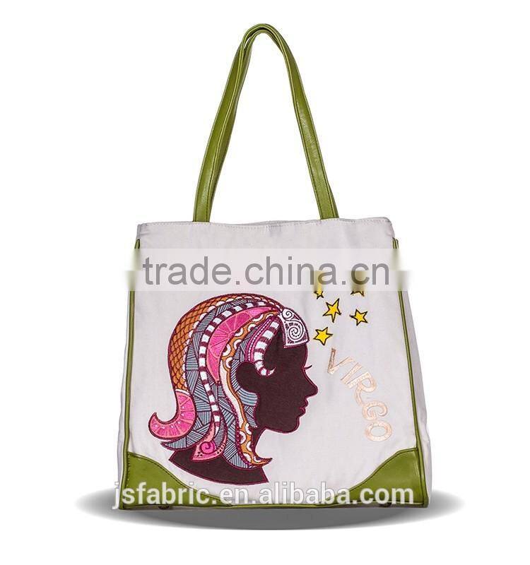 Constellation Series Embroidery And Printed Cotton On Sale Virgo Lady Tote Bag