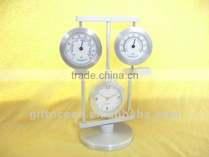 metal weather station clock, business gifts set, thermometer & hygrometer clock