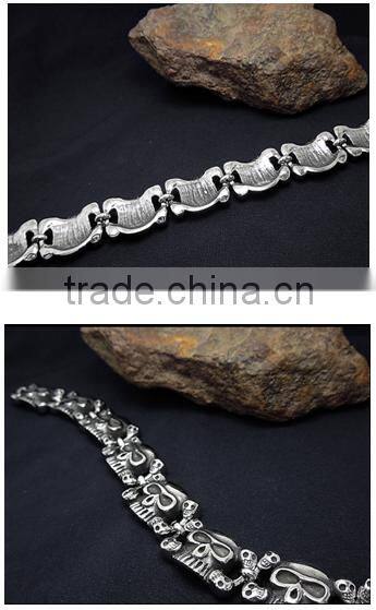 Men Punk Jewelry 316L Stainless Steel Skull Bracelet Wholesale