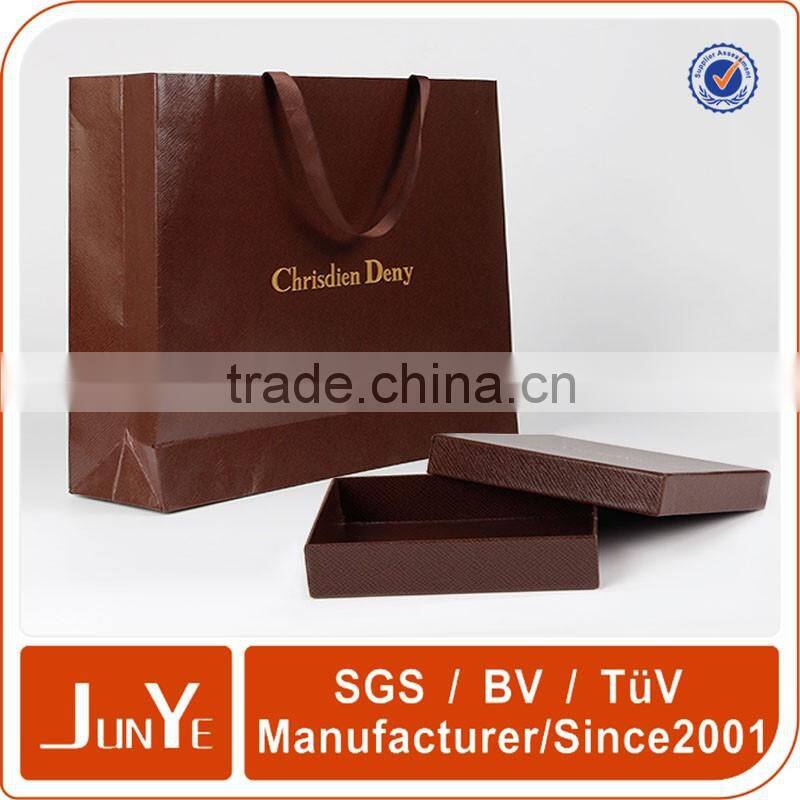 gold foil stamp luxury paper gift bag with twist handle