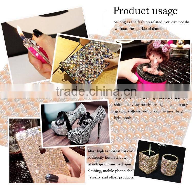 YIwu xiumao factory wholesale rhinestone mesh trim adhesive resin stone mesh trimming