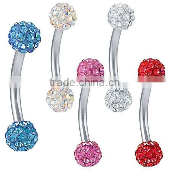 Wholesale Colorful Full-jewelled Stainless Steel Eyebrow Rings Body Piercing Jewelry