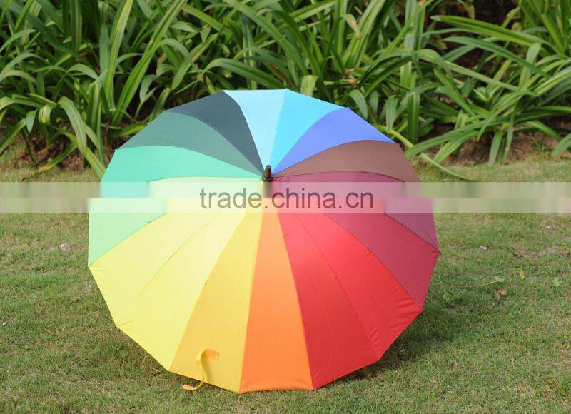 2015 new products fashion promotional metal shaft rainbow umbrella