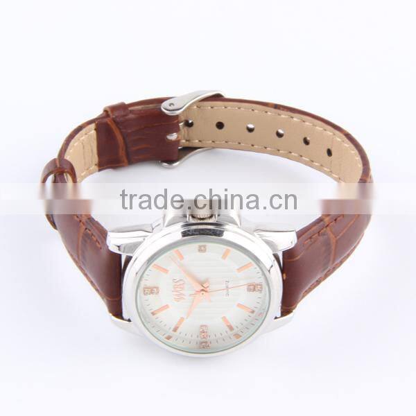 Fashion leather lady casual silver watch