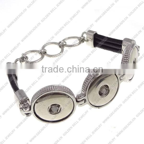 LJ0138 button leather popper bracelet,diy suede leather bracelet, zinc alloy button bracelet