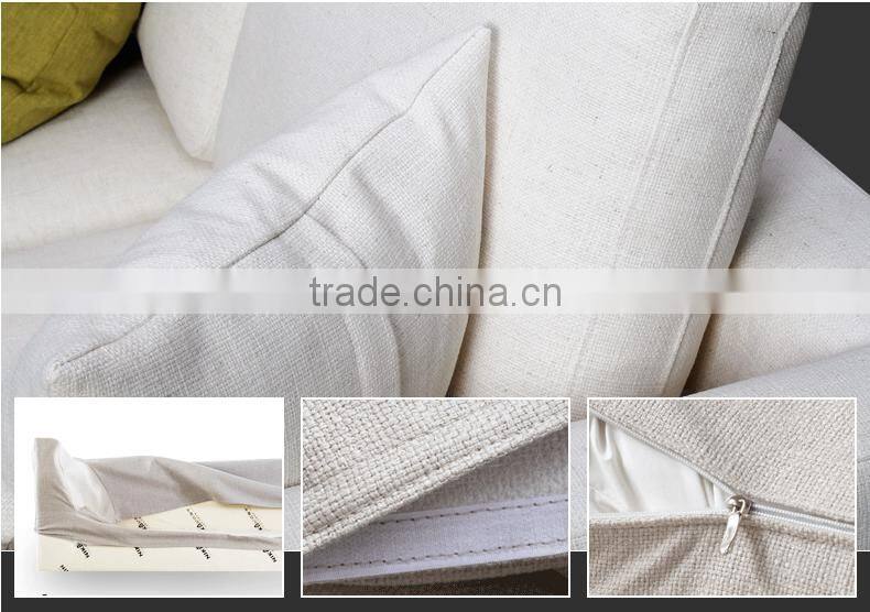 2017 New collection high quality cotton and line fabric solid wood construction sofa set