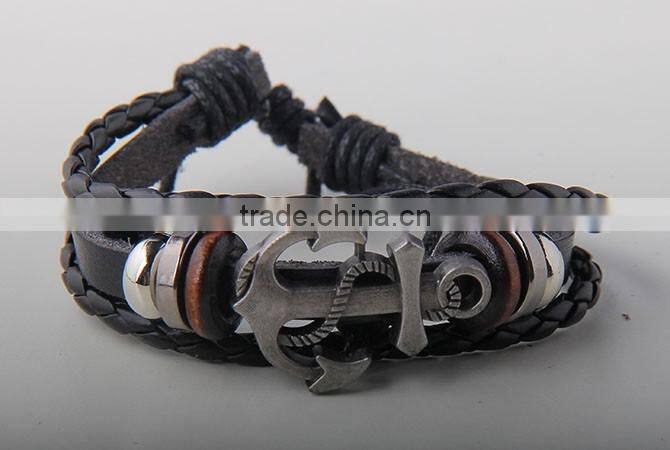 Anchor Charm Bracelet,leather bracelet