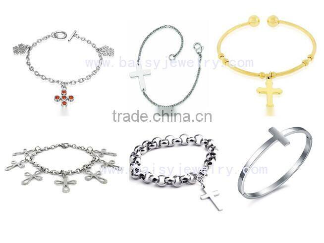 latest fashion top quality stainless steel cross diamond pendant jewelry