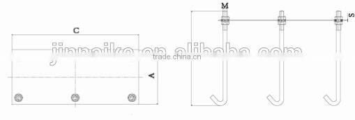 6 bolt hooks with plat for carriage gate roller