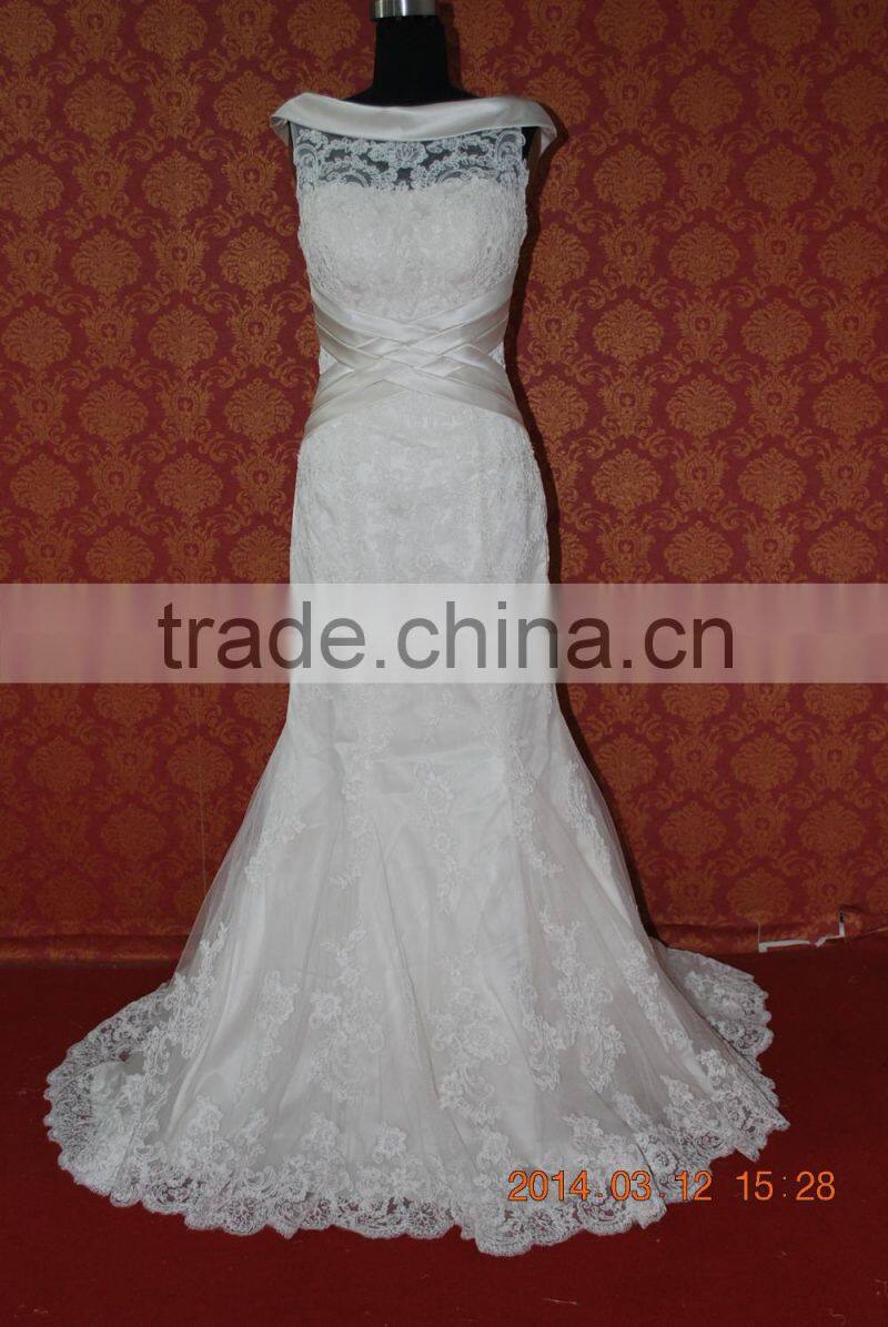 (MY0009) MARRY YOU High Neck V Back Lace Designer Muslim Bridal Gown Marry You China Factory Wedding Dress