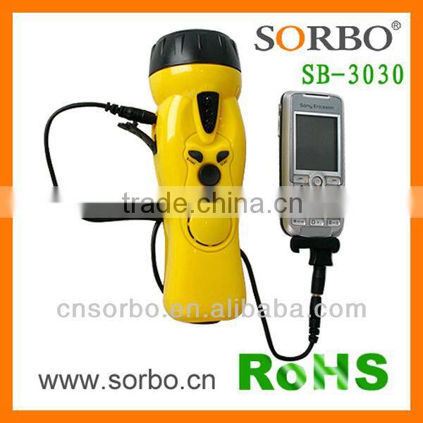 2016 Fashion Newest Style Unique Design Super Bright White LED Solar Flashlight with Hand Crank