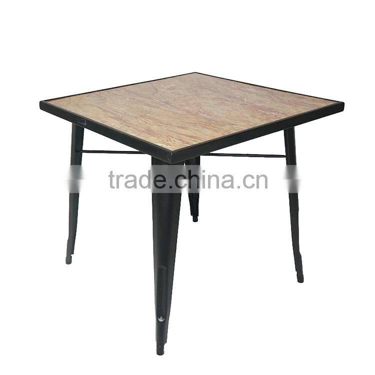Outdoor metal with marble-imitated dining restaurant table