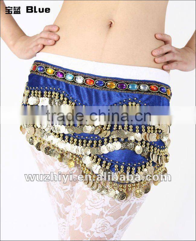 Beaded golden coin velvet belly dance hip belts YL063