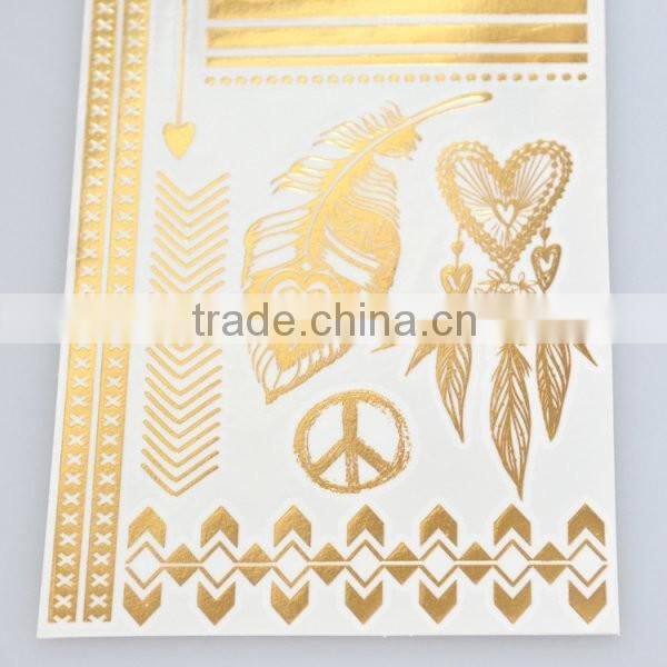 Wholesale radiant metallic water transfer body tattoos flash gold body art tattoos fake jewelry tattoos manufacturer