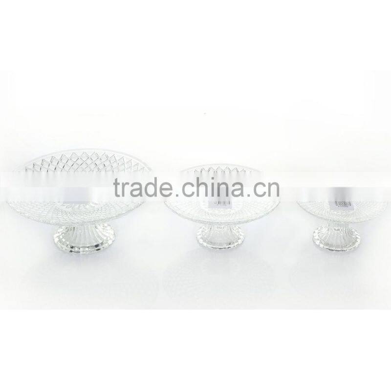 Hot Sale Diamoned Embossed Glass Plate With Glass Lacework Base