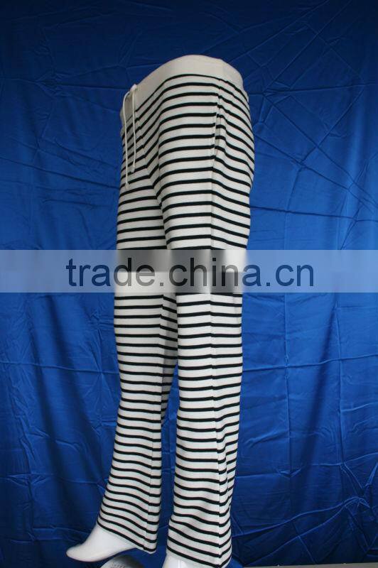 Yarn dyed stripes palazzo chino pants