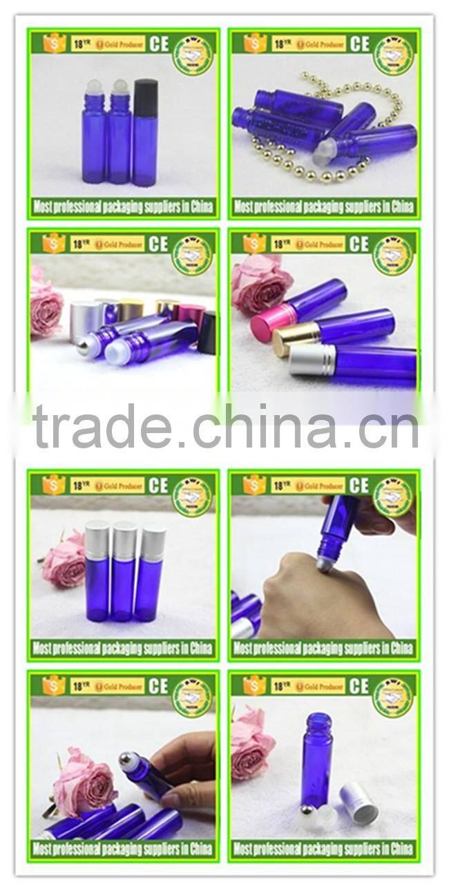 transparent glass roll on bottles 10ml with metal screw cap