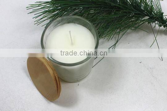 2016 clear glass candle holder with bamboo lid with engraved logo